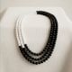 Handcrafted Jewelry Black White Beaded Necklace